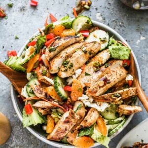 Asian Chicken Salad served in a bowl.