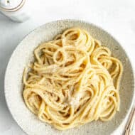 A bowl filled with homemade Cacio e Pepe, ready to enjoy.