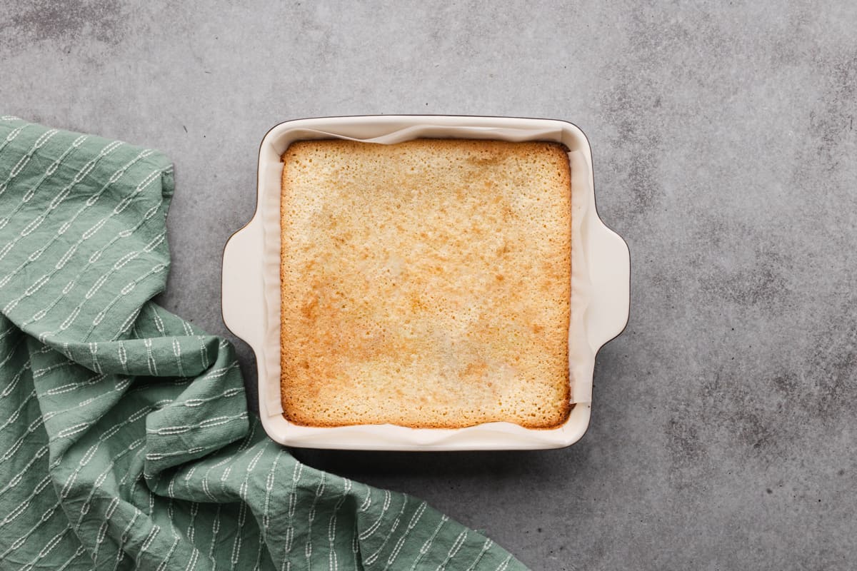 Lemon curd bars freshly baked and ready to be topped with powdered sugar.