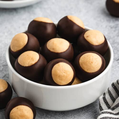 A bowl of homemade Buckeyes.