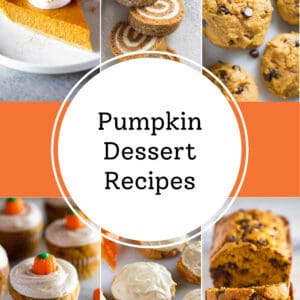 a collage of 6 pumpkin dessert recipes.