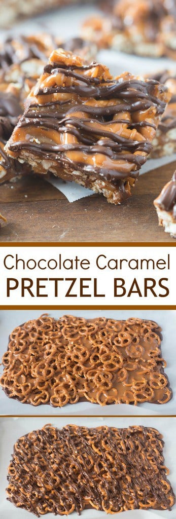 These simple, 4-ingredient Salted Chocolate Caramel Pretzel Bars will quickly become your new favorite sweet and salty treat! No bake and no candy thermometer needed. | Tastes Better From Scratch