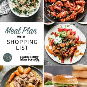 a collage of 5 recipes from meal plan 156.