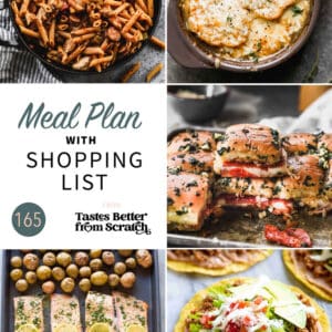 A collage of 5 recipes for meal plan 165.