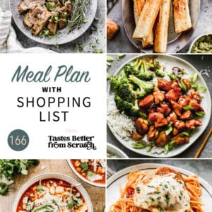 A collage of 5 recipes from meal plan 166.