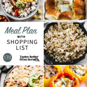 A collage of 5 recipes from meal plan 170.