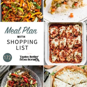 A collage of 5 recipes from meal plan 172.