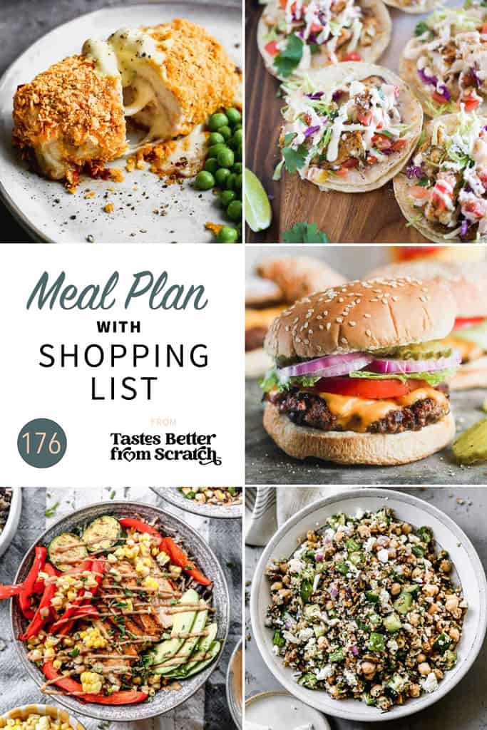 A collage of 5 recipes from meal plan 176.