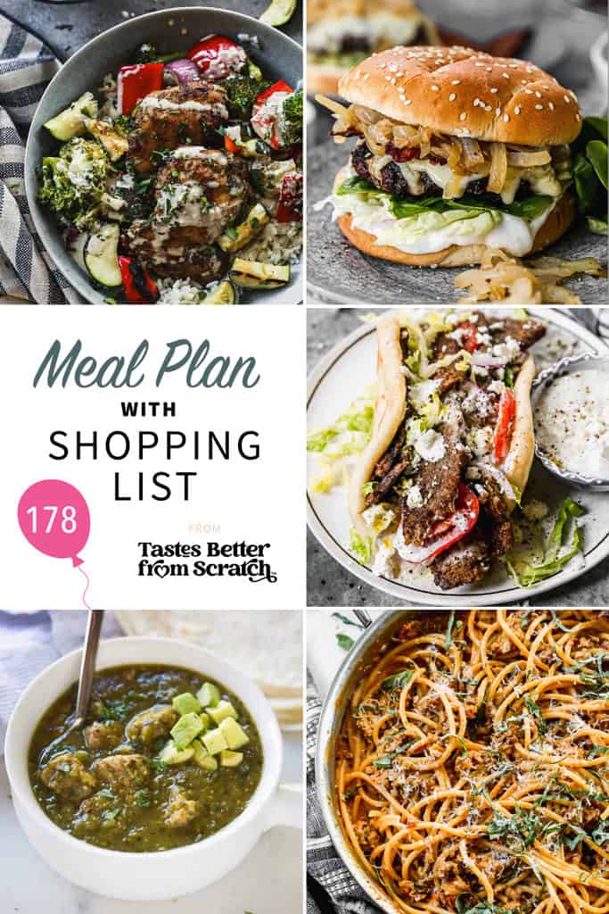 A collage of 5 recipes from meal plan 178.