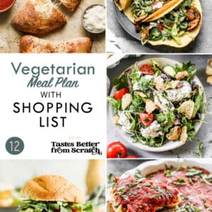 a collage of 5 recipes from vegetarian meal plan 12.