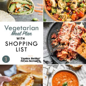 a collage of 5 recipes from vegetarian meal plan 3.